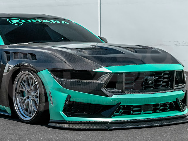 2024-Up Ford Mustang S650 Dark Horse | CARBON FIBER Front Upper Grille Insert Trim Pair